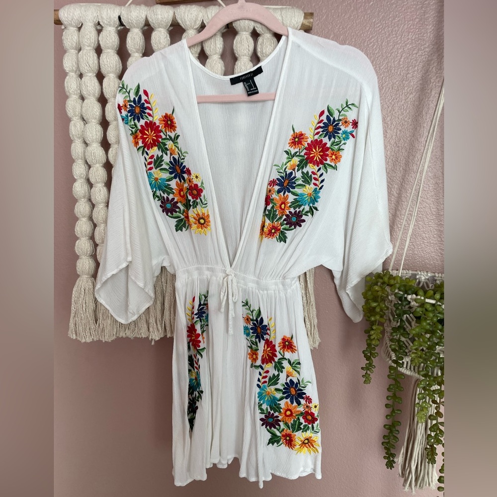 White sheer floral dress